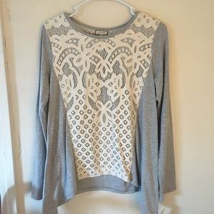 NWT Lace Front Long Sleeve Top